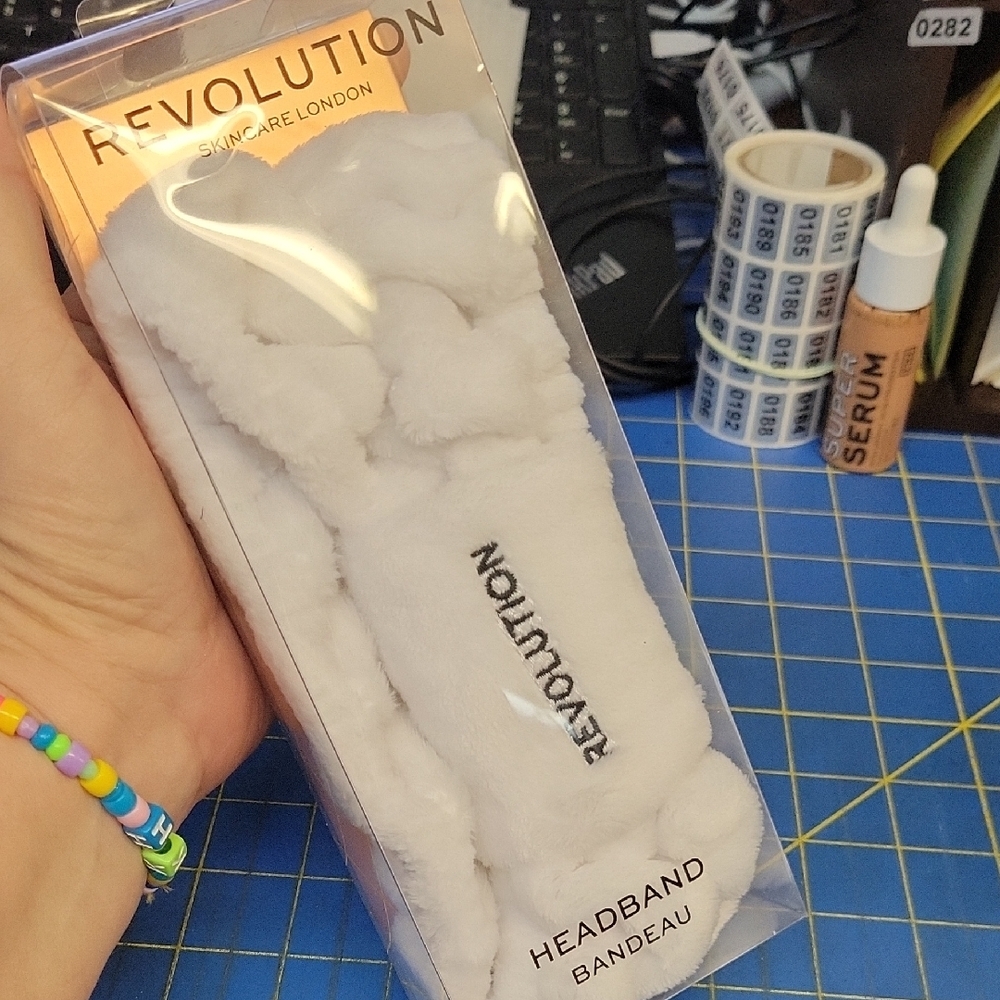 Revolution Plush White Headband New in Box